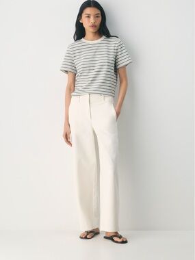 Aritzia Cream Wide-Leg High-Rise Trousers